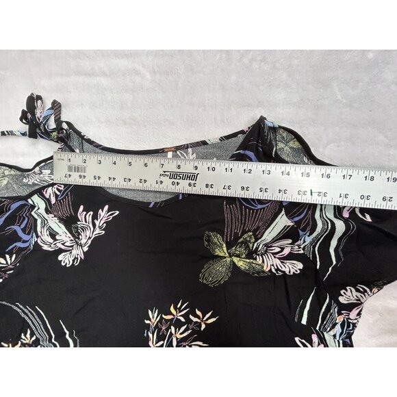 Free People Womens Clear Skies Cold Shoulder Tunic Dress Large Black Floral Boho - Picture 6 of 8